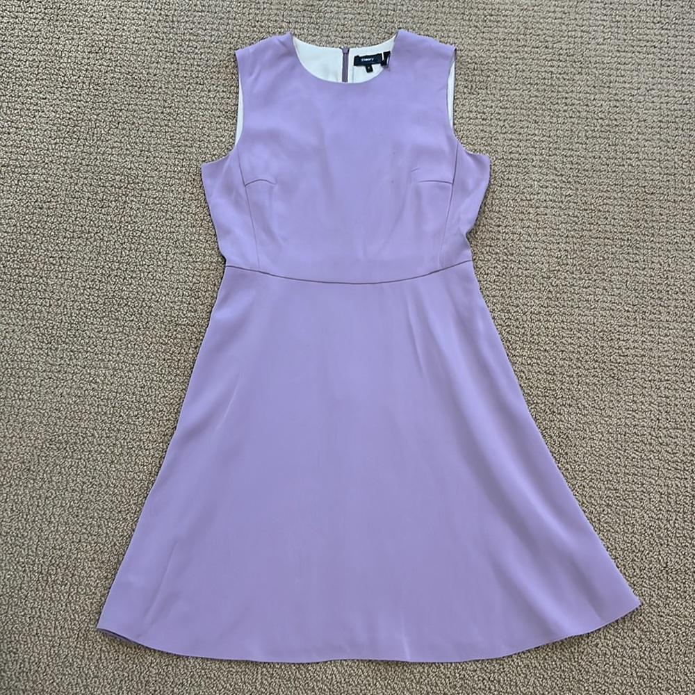 Theory Dart Mini Dress Classic Crepe Fit & Flare Sleeveless size 8 Lilac Purple
